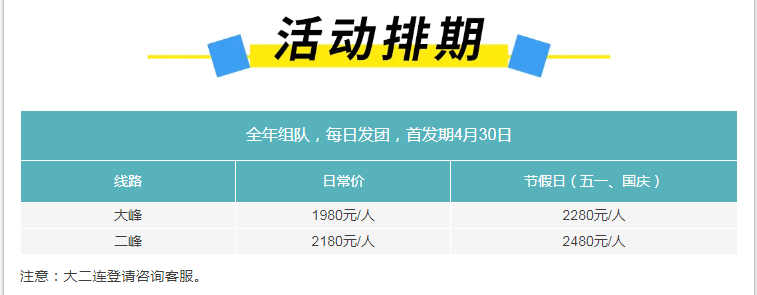 2025大二峰價格表