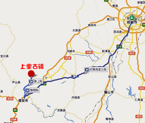 成都到上里古鎮(zhèn)路線圖