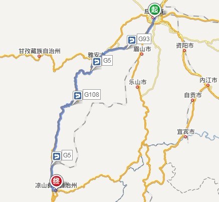 成都到西昌有多少公里？